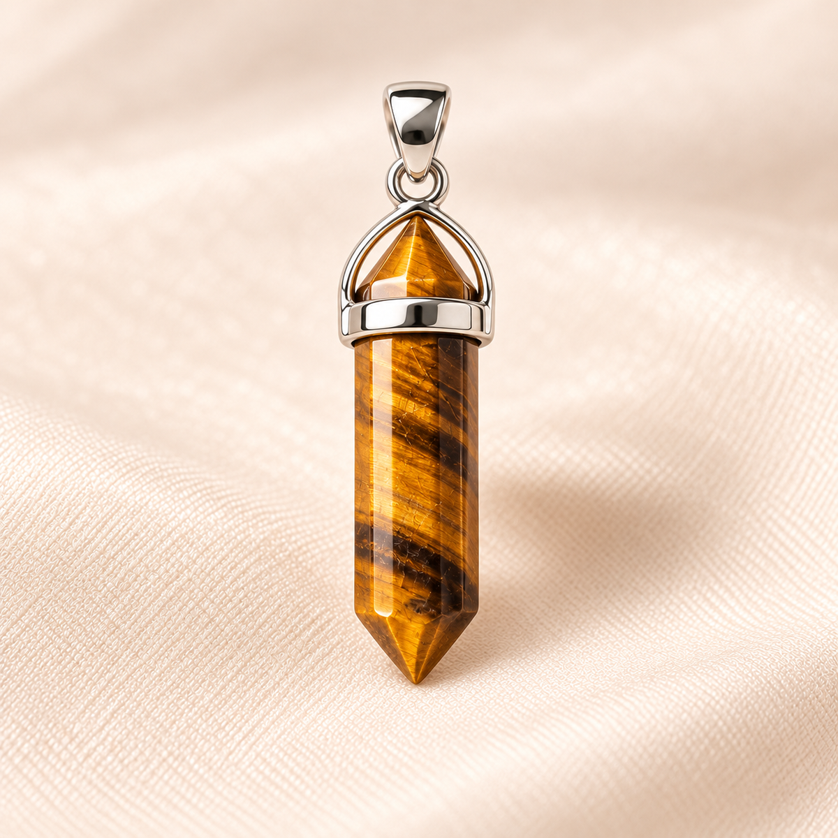tiger eye pencil pendant on ivory with soft shadow