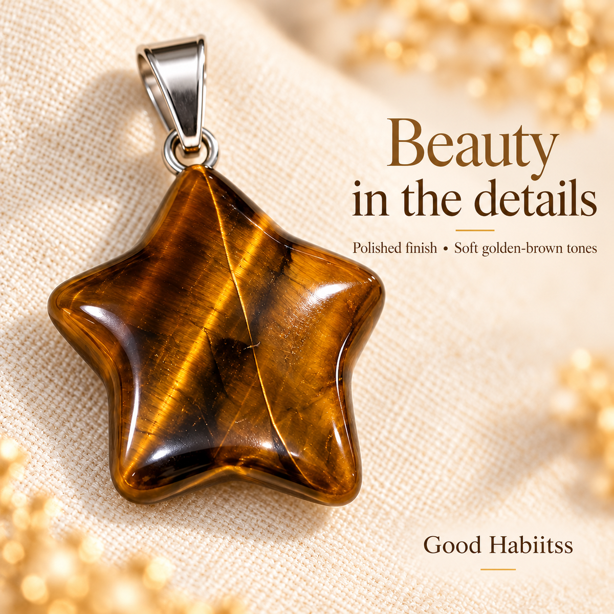 Tiger Eye Star Pendant close-up
