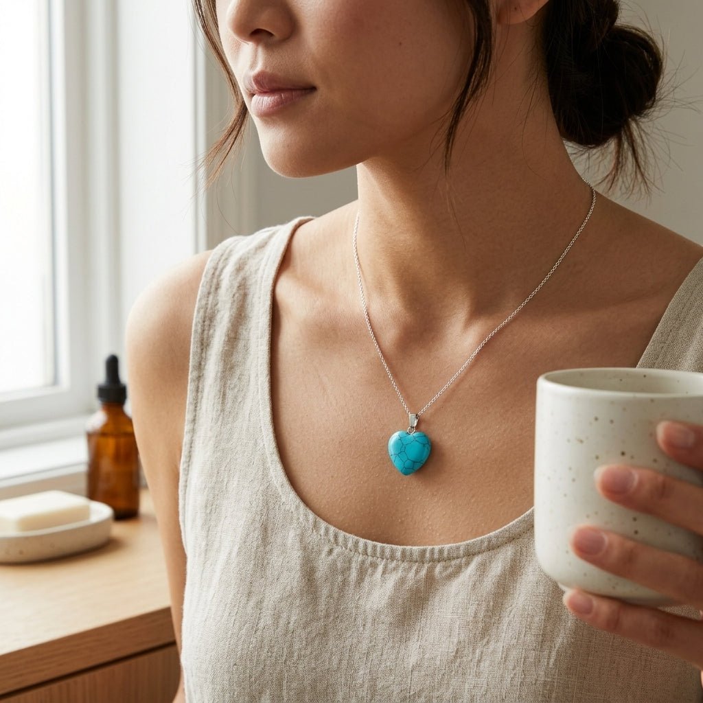 Turquoise Heart Pendant - GOOD HABITSS