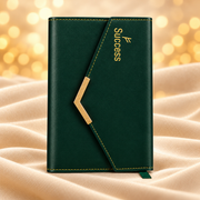 Green Vegan-Leather Long Wallet – Lifestyle Accessory on champagne fabric