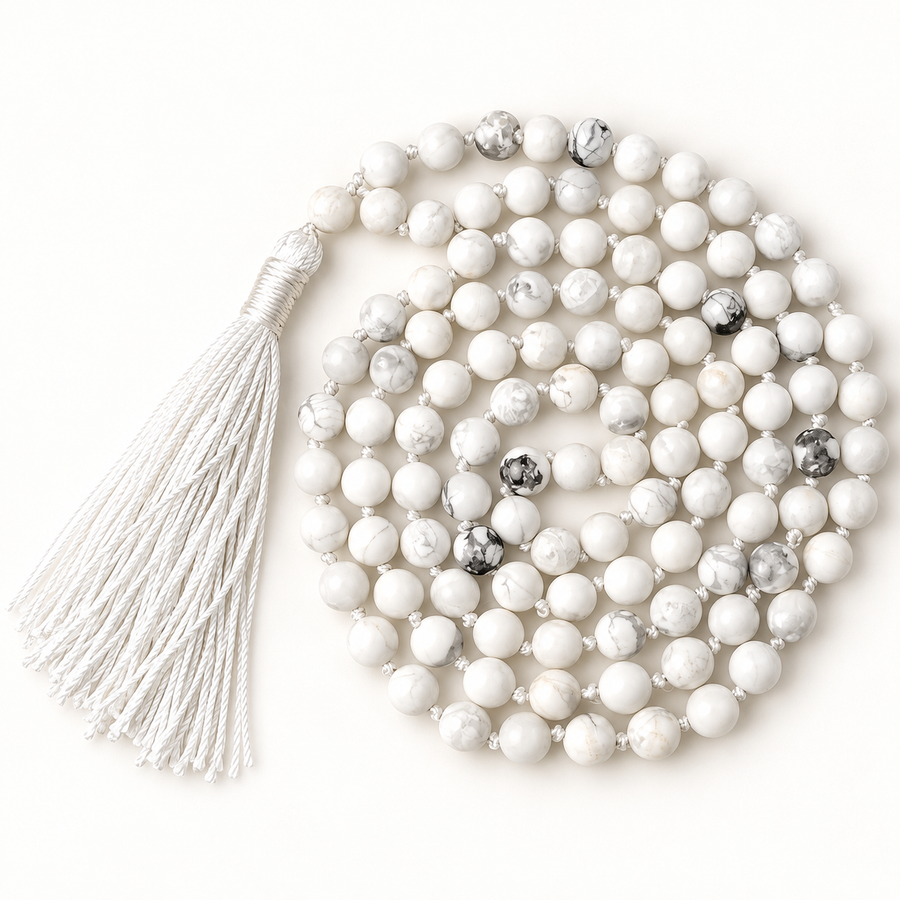 White Howlite Bead Necklace — studio hero