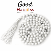 White Howlite Mala Necklace 108 Mala Beads, 108 Prayer Beads, Buddhist Meditation Mala - GOOD HABITSS